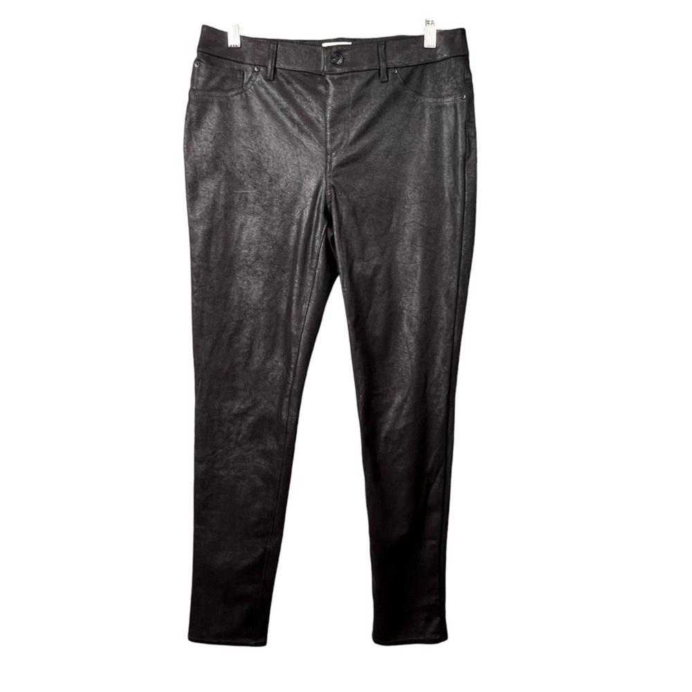 Chico's The Ultimate Fit Jeggings Faux Leather Leggings Black Slim Chico's sz 0